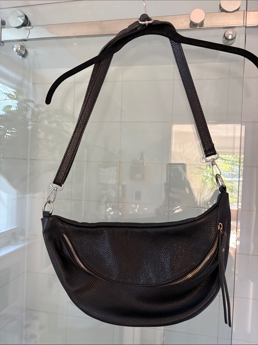 Black Leather Crossbody Bag